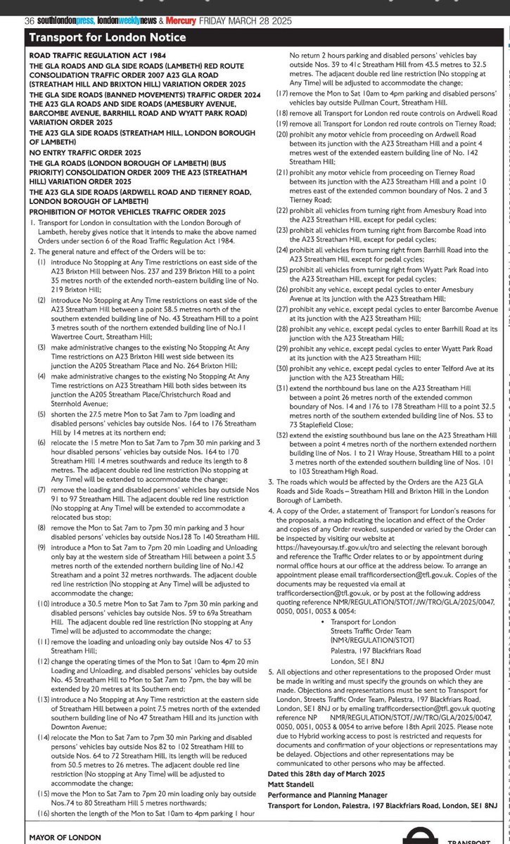 Jeremy Clyne (@jeremy_clyne) on Twitter photo <a href="/TfL/">TfL</a> announces huge changes on A23 Streatham Hill with multiple road closures. Notice published today allows only three weeks to respond. Doubtful whether residents have any idea what is about to hit them. <a href="/heartstreatham/">❤ Streatham</a> <a href="/LibDemDonna/">Cllr Donna Harris</a> <a href="/brixtonbuzz/">Brixton Buzz</a> <a href="/TfL/">TfL</a> announces huge changes on A23 Streatham Hill with multiple road closures. Notice published today allows only three weeks to respond. Doubtful whether residents have any idea what is about to hit them. <a href="/heartstreatham/">❤ Streatham</a> <a href="/LibDemDonna/">Cllr Donna Harris</a> <a href="/brixtonbuzz/">Brixton Buzz</a>