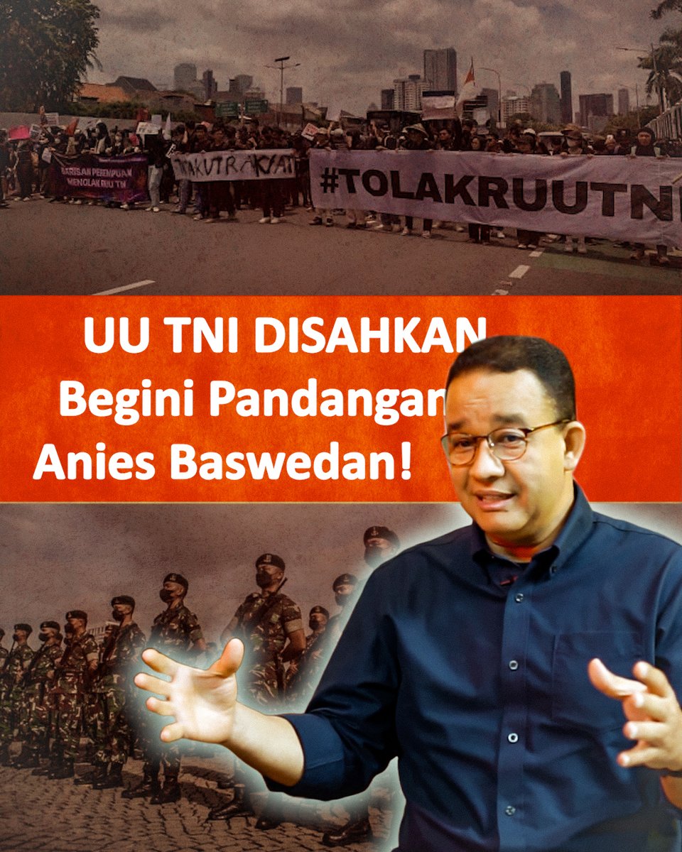 RJL5_official's tweet photo. UU TNI DISAHKAN, Begini Pandangan Anies Baswedan!
Belum lama ini viral soal RUU TNI lalu teror kepala babi di Tempo. Beginilah pandangan Anies Baswedan ketika ditanya di RJL 5!
#AniesBaswedan #DIMJ #UUTNI #RJL5 #CabutRUUTNI #CabutUUTNI #KawalSampaiMenang #IndonesiaGelap #Gempa https://t.co/1kXFBqJOwA
