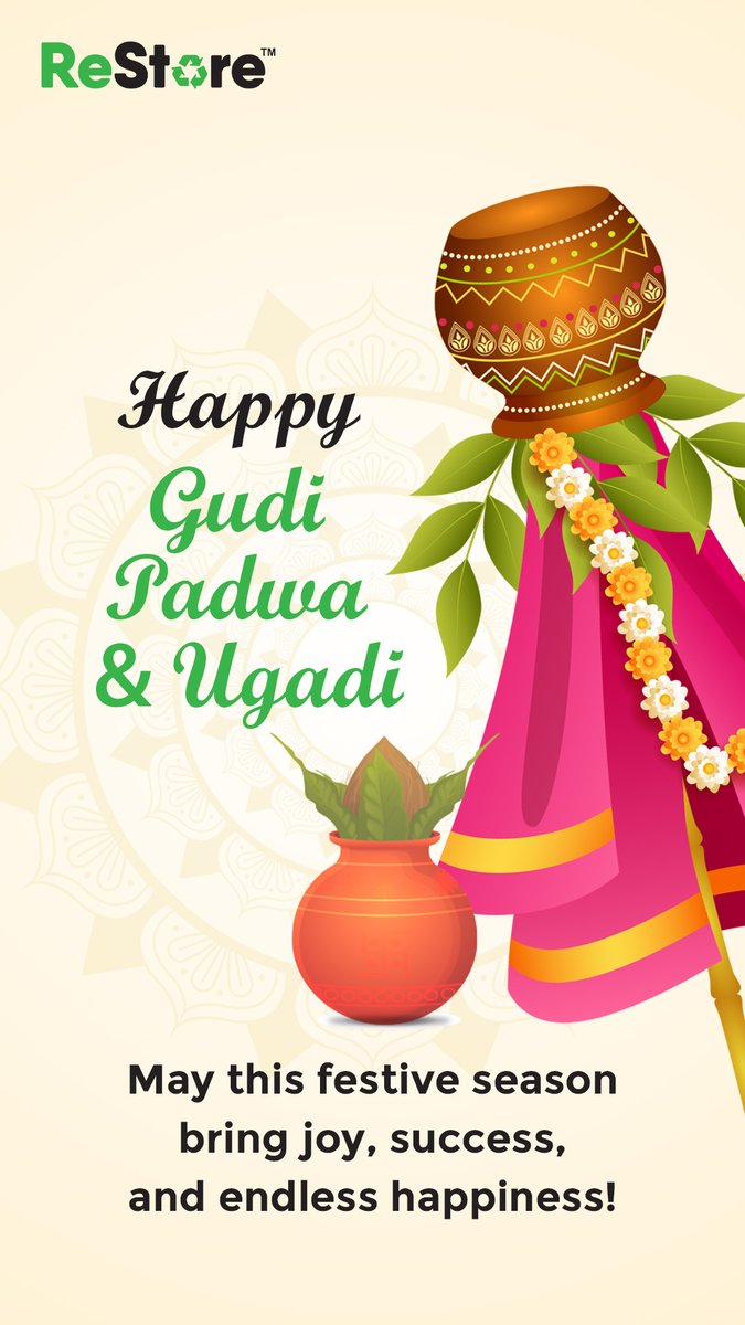 Restorelife_'s tweet photo. 🎊🌸 Let’s raise the Gudi and savor the Ugadi Pachadi! Wishing everyone a year filled with sweetness, success, and unity on this Gudi Padwa and Ugadi. 🌟

#ReStore #GudiPadwa #Ugadi
#NewYearVibes #FestivalJoy #CulturalUnity #FestivalOfNewBeginnings
#NewYearCelebration #Festive https://t.co/4S4ZewdK3h