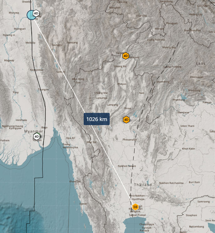 NguyenC99180975's tweet photo. The recent Myanmar earthquake caused significant shaking at long distances (> 500km). The building collapsed in Bangkok at a distance of ~ 1000 km probably caused by a combination of local site effects plus supershear rupture speed. https://t.co/sb0LE1fXUd