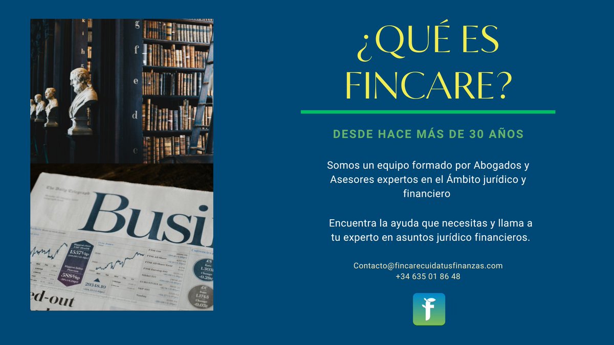 FincareLegal's tweet photo. 🚀 FINCARE: +30 años de asesoría jurídica y financiera.

⚖️ Abogados y expertos a tu servicio.

📩 Contacto@fincarecuidatusfinanzas.com

📞 +34 635 01 86 48

#FINCARE #Legal #Finanzas https://t.co/Sa472NSlbf