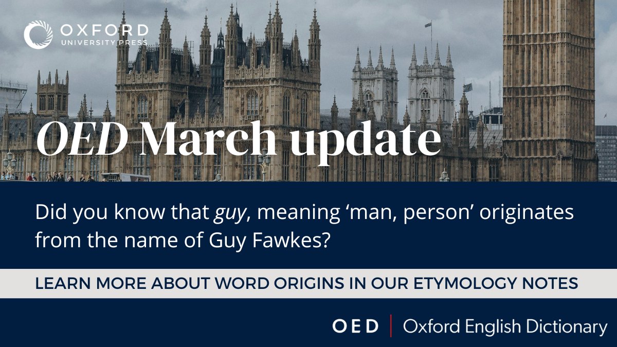 Guy shows an unusual history for a word in such common use, being derived from a proper name. Learn how the ‘man, person’ sense arose in the etymology notes on our updates page: oxford.ly/3QOxEZq