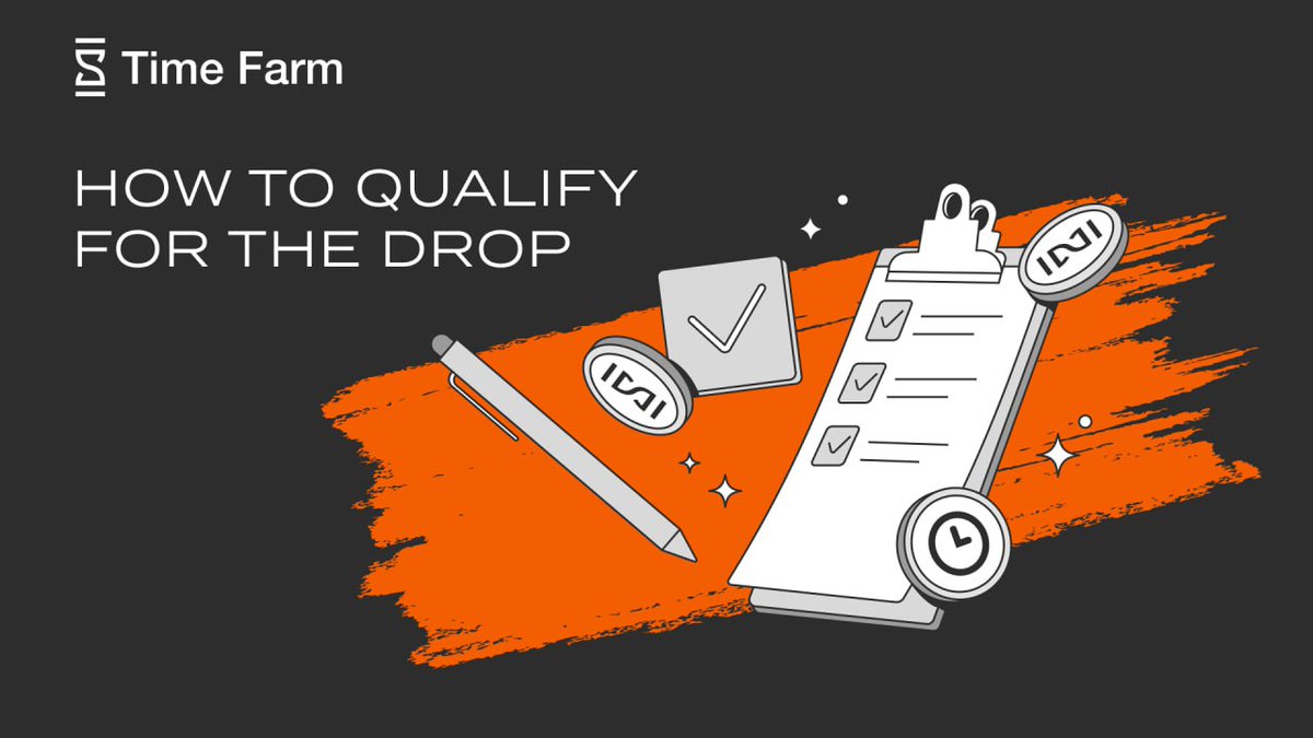 ❓ How to Qualify for the Drop

✦ Follow our main TG channel (t.me/TimeFarmChannel)
✦ Follow our founder’s TG (t.me/sergeisergienk…)
✦ Must complete over 50% of the tasks for which you claimed tokens (we’ll check) 
✦ The better your Time Watch, the faster you’ll get the