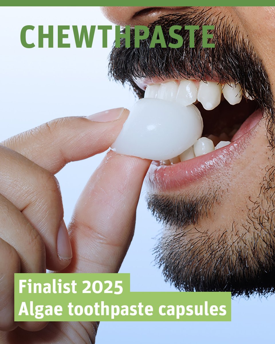 The concept finalist Chewthpaste is an algae-based toothpaste capsule that offers an eco-friendly way to brush created by Savio Mukachirayil from the University of Illinois.

Perfect for travelers. Simply bite into the capsule and start brushing.!

More: gp-award.com/index.php/en/p…