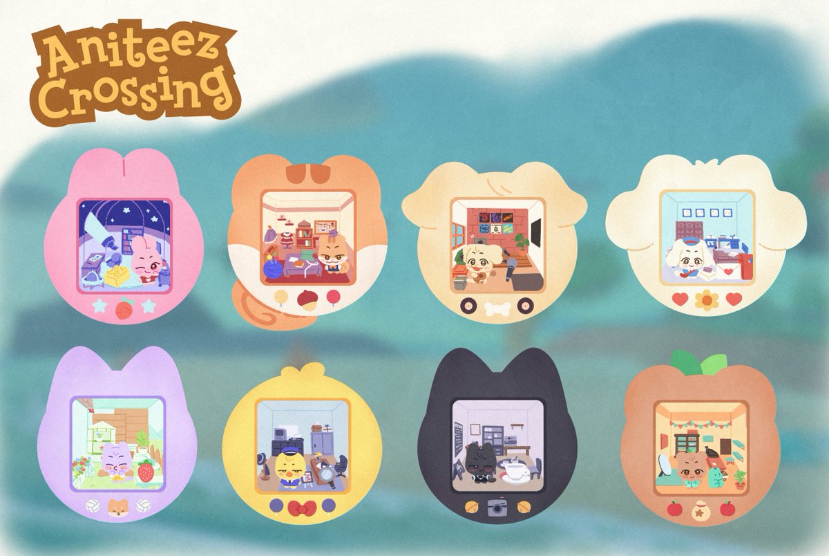 sneoopyy's tweet photo. aniteez in tinytown tamagotchis 
#ATEEZfanart https://t.co/UUHU3SUB9K