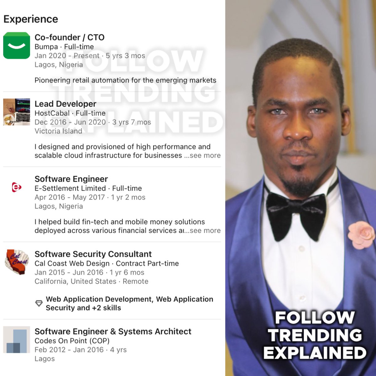 TrendingEx's tweet image. Sign The Petition is trending because Nigeria has happened to a senior tech founder.
Adetunji “Teejay” Opayele the co-founder of Bumpa, was klled by a Lagos rich kid, Biola Adams driving on one way.
Apparently, on March 4th, Teejay, was biking his way home from the gym at VI.…