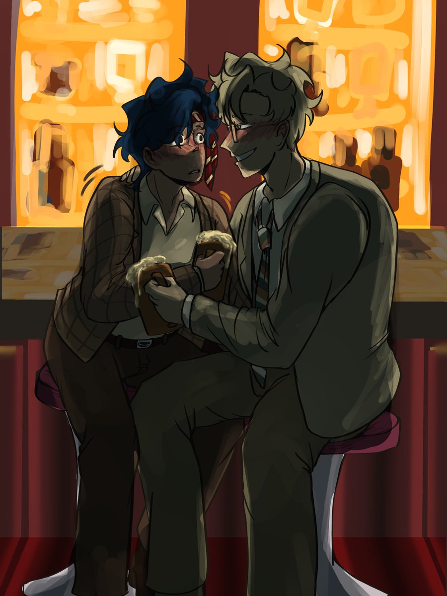 Asing_justired's tweet image. Day 1 - first kiss ~🍻🥴❤️🔥
#ElevatorHitch #ElevatorHitchFanart #cotagweek2025 #cotag