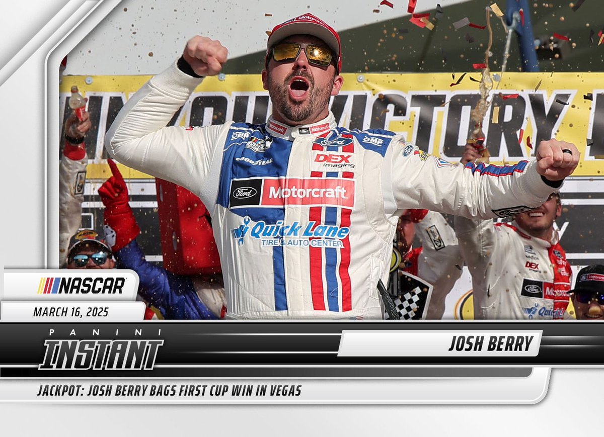 Chris Knight (@knighter01) on Twitter photo Panini America is set to release a limited batch of <a href="/joshberry/">Josh Berry</a> instant cards featuring his win from <a href="/LVMotorSpeedway/">Las Vegas Motor Speedway</a>.
Pricing & Card Information paniniamerica.net/panini-instant⦠Panini America is set to release a limited batch of <a href="/joshberry/">Josh Berry</a> instant cards featuring his win from <a href="/LVMotorSpeedway/">Las Vegas Motor Speedway</a>.
Pricing & Card Information paniniamerica.net/panini-instantβ¦