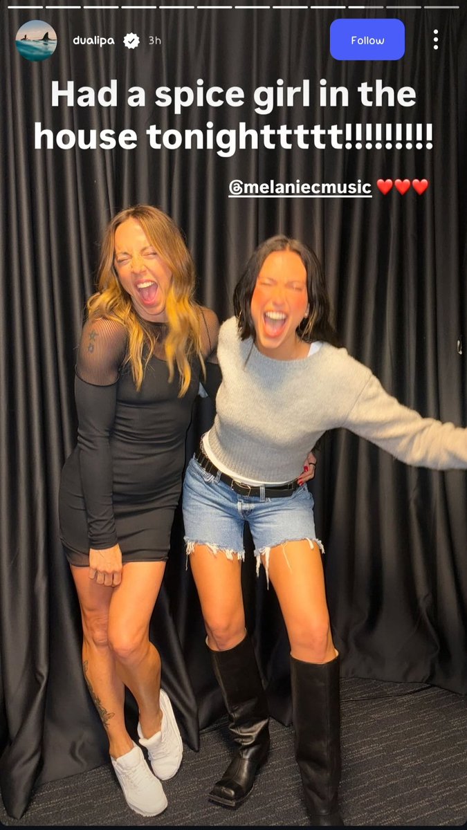 Mel C on Dua Lipa's Ig story -- a photo I can feel 🤩🤩
