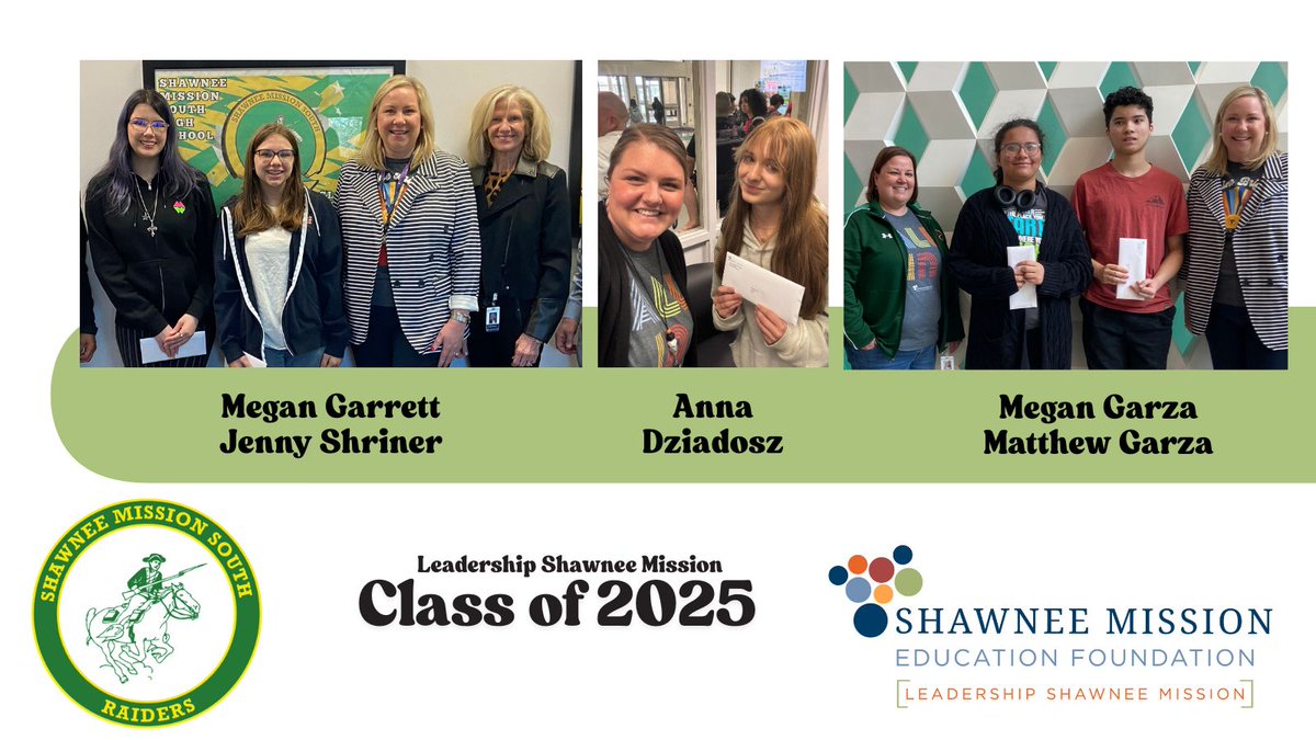 Shawnee Mission Education Foundation (@thesmef) on Twitter photo Congratulations to these Raiders from <a href="/SMSouthTDain/">Dr. Todd Dain</a> for being accepted into #LeadershipShawneeMission! Way to go, Megan, Jenny, Anna, Megan and Matthew! Congratulations to these Raiders from <a href="/SMSouthTDain/">Dr. Todd Dain</a> for being accepted into #LeadershipShawneeMission! Way to go, Megan, Jenny, Anna, Megan and Matthew!
