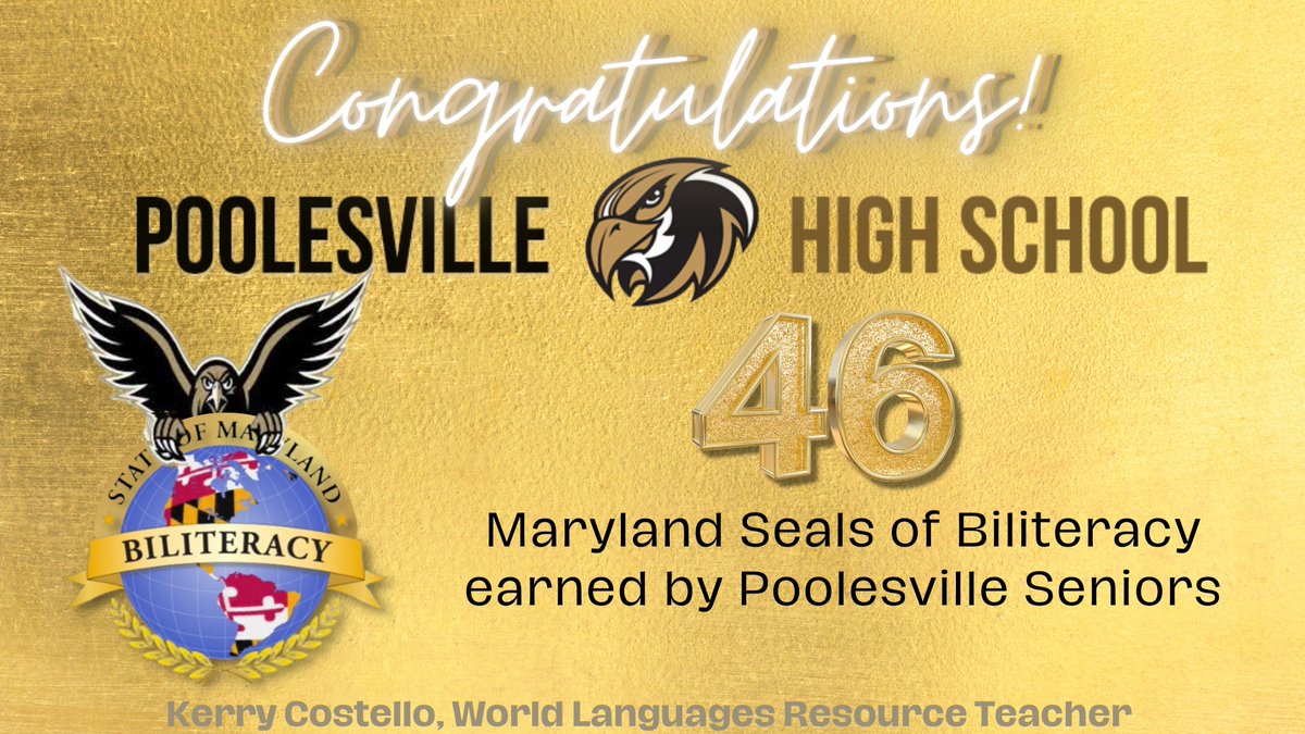 🌐 Poolesville High School may be small, but with 46 senior students earning the #MDSealofBiliteracy in Hindi, French, Korean, &amp; Mandarin Chinese &amp; Spanish, they are mighty! #LanguagesMakeUsHuman #CenterLanguagesAndCulturesForAll Thank you PHS WL RT &amp; Seal Team! <a href="/studentvoicephs/">Poolesville ILT</a>