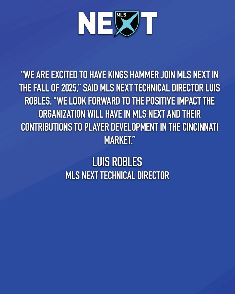 The start of a new chapter!✨ Kings Hammer Cincinnati is excited to be the newest members of <a href="/mlsnext/">MLS NEXT</a> new tier. To learn more about our club’s new pathway for the ’25-’26 season, visit the link. bit.ly/43pzk37