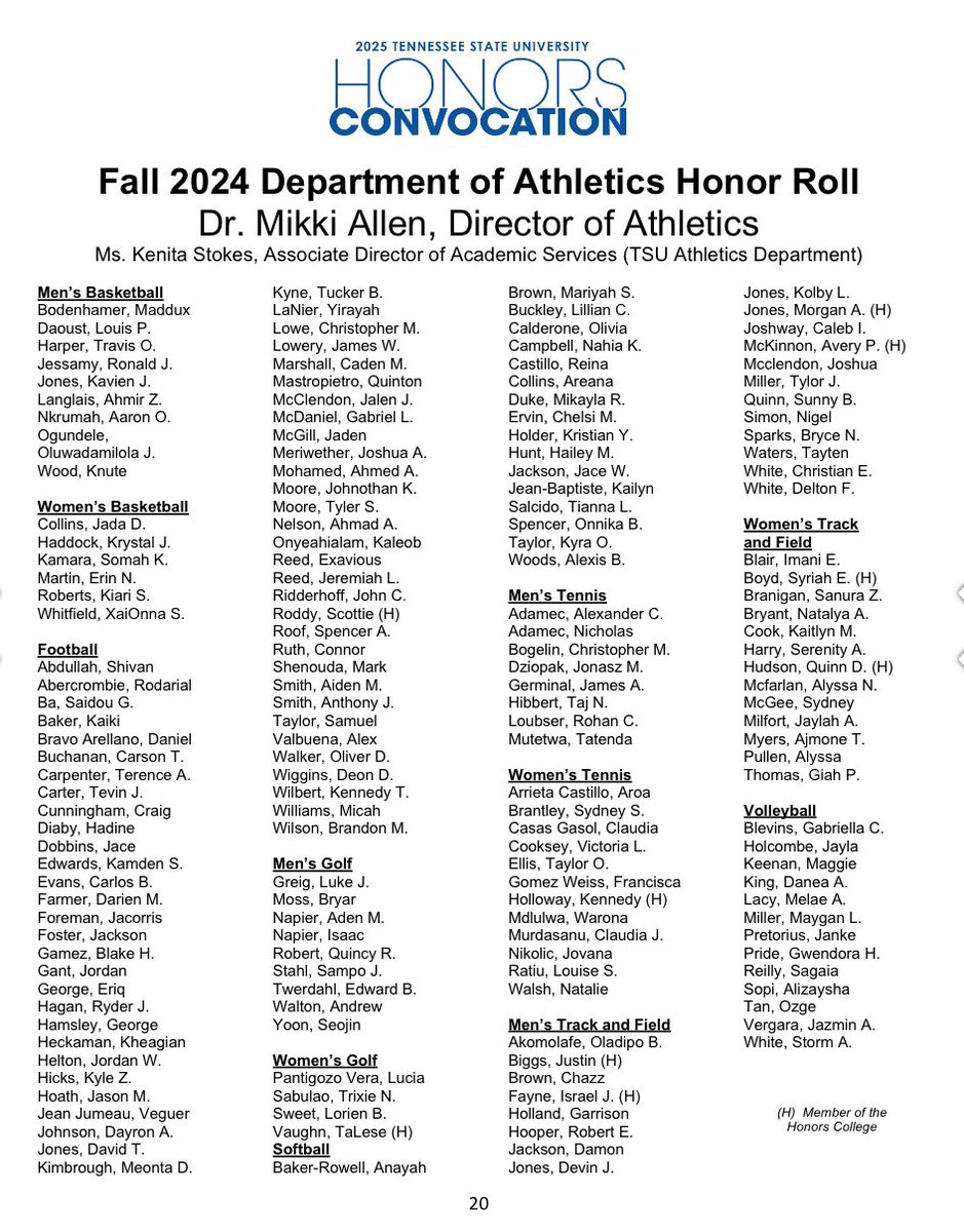 / / / Dusty Bennett / / / (@dustybennett) on Twitter photo Congratulations to all of our <a href="/TSU_Tigers/">Tennessee State Athletics</a> STUDENT-Athletes honored today!
🐅🎓
#RoarCity Congratulations to all of our <a href="/TSU_Tigers/">Tennessee State Athletics</a> STUDENT-Athletes honored today!
🐅🎓
#RoarCity