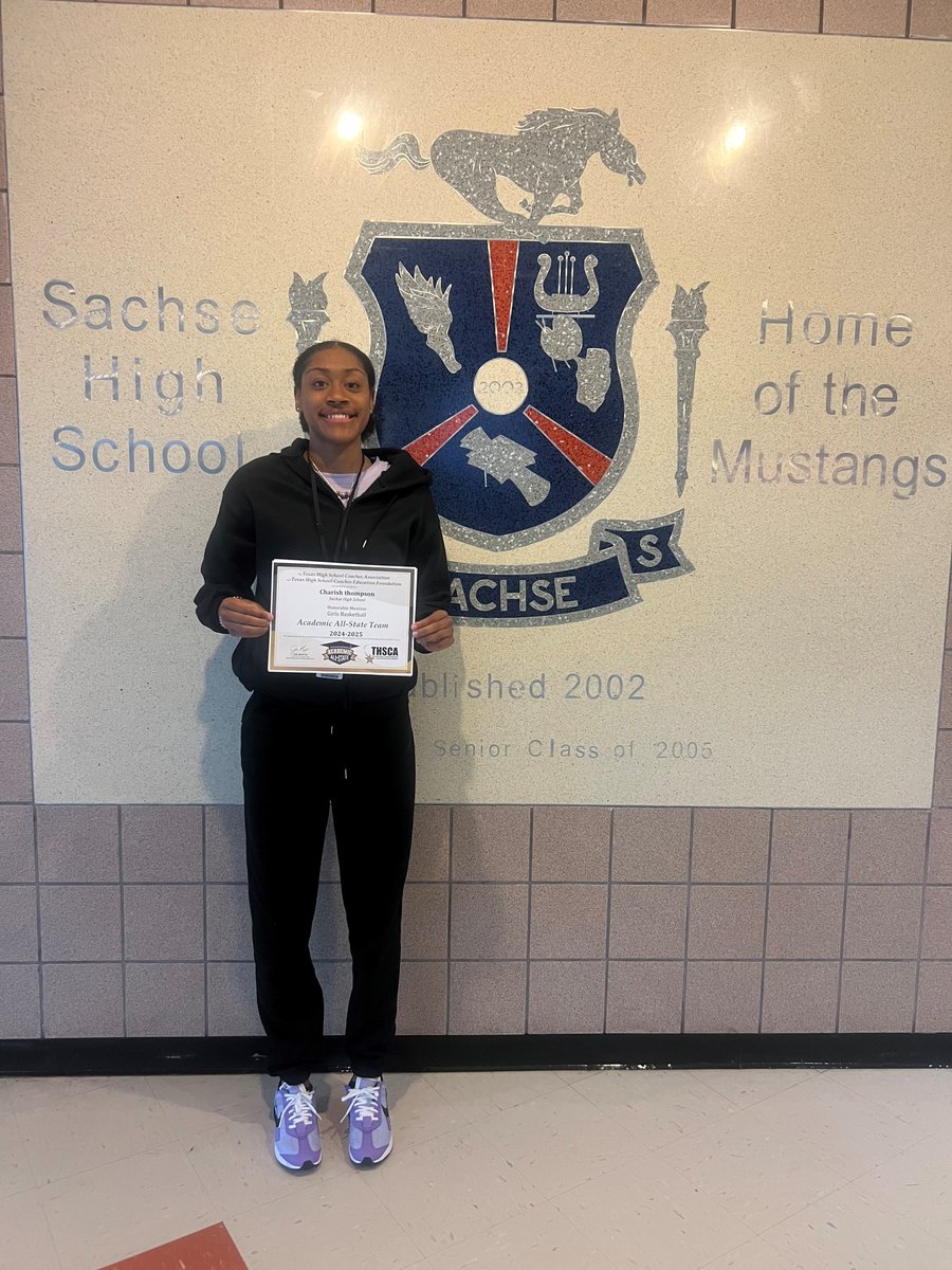 Congrats to Charish Thompson who was selected as Academic All-State Girls Basketball by the Texas High School Coaches Association!  Super proud of this Lady Mustang!