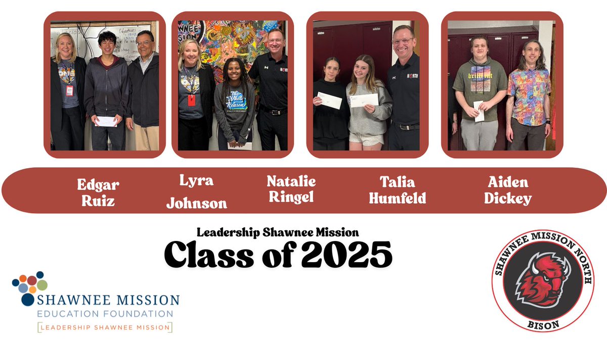 Shawnee Mission Education Foundation (@thesmef) on Twitter photo Congratulations to Edgar, Lyra, Natalie, Talia and Aiden from <a href="/SM_NORTH_HS/">SM North HS</a> for joining #LeadershipShawneeMission! Congratulations to Edgar, Lyra, Natalie, Talia and Aiden from <a href="/SM_NORTH_HS/">SM North HS</a> for joining #LeadershipShawneeMission!