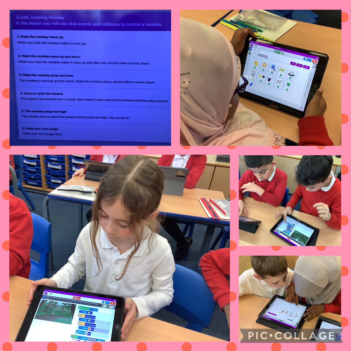 Mrs Rowan (@mrs_arowan) on Twitter photo This term we have been learning how to add a timer to our code, repeat codes and add actions. Today we brought these skills together using the ‘jumping monkey’ programme. We had to use our problem solving skills and have resilience to do this! <a href="/Miss_Carr_Falla/">Miss Carr</a> <a href="/FallaParkSchool/">Falla Park Community Primary School</a> This term we have been learning how to add a timer to our code, repeat codes and add actions. Today we brought these skills together using the ‘jumping monkey’ programme. We had to use our problem solving skills and have resilience to do this! <a href="/Miss_Carr_Falla/">Miss Carr</a> <a href="/FallaParkSchool/">Falla Park Community Primary School</a>