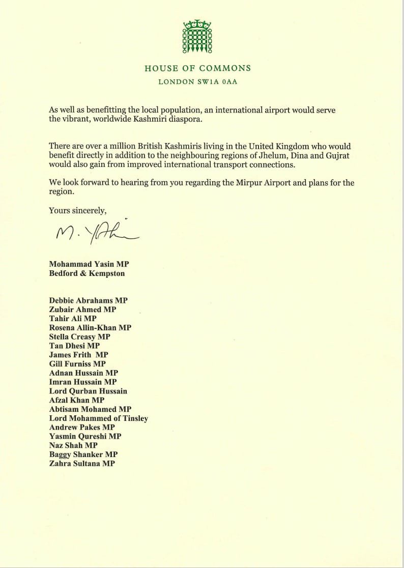 TahirAliMP's tweet image. This week, I attended a press conference ordained by Mohammed Yasin MP, where 20 cross-party British Parliamentarians requested for an international airport in Mirpur.

There has been a long-standing promise for an international airport in Mirpur, which has yet to be met. This…