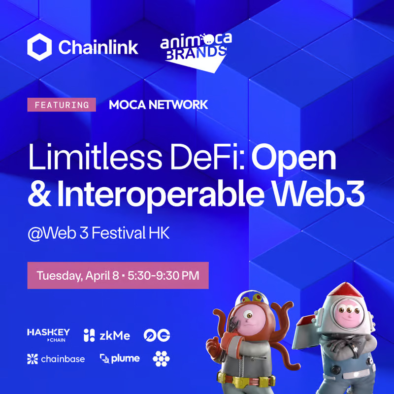 Mocaverse💼🪐 (@moca_network) on Twitter photo The spotlight is back on Hong Kong with <a href="/festival_web3/">Web3Festival</a>, and Moca is taking over with a series of events 🇭🇰 👁️
Join us with <a href="/chainlink/">Chainlink</a> & <a href="/animocabrands/">Animoca Brands</a> as we explore decentralized data and the potential of DeFi with industry leaders
🔥 Keynotes by <a href="/tylerdurden88/">Tyler Durden | ⦿⦿⦿ | WAR ARC MODE</a> & <a href="/kasdoty/">Kay | H$KChain | Hiring!</a>, CEO The spotlight is back on Hong Kong with <a href="/festival_web3/">Web3Festival</a>, and Moca is taking over with a series of events 🇭🇰 👁️
Join us with <a href="/chainlink/">Chainlink</a> & <a href="/animocabrands/">Animoca Brands</a> as we explore decentralized data and the potential of DeFi with industry leaders
🔥 Keynotes by <a href="/tylerdurden88/">Tyler Durden | ⦿⦿⦿ | WAR ARC MODE</a> & <a href="/kasdoty/">Kay | H$KChain | Hiring!</a>, CEO