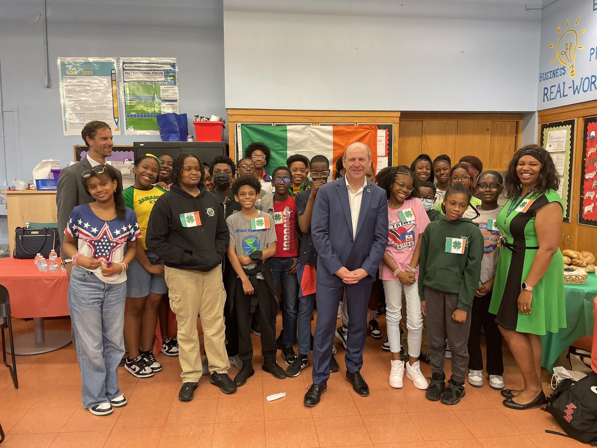Fergal Mythen - Ambassador of Ireland to the UN (@irelandambun) on Twitter photo Wonderful to welcome students from Brooklyn Science & Engineering Academy to <a href="/IrishMissionUN/">Ireland at UN</a> for a day of learning about the history of the UN & 🇮🇪’s impact since we joined 🇺🇳 in 1955.
Grateful to return the warm welcome we received from <a href="/BrooklynSEA/">Brooklyn SEA</a> when I visited in June 2024. Wonderful to welcome students from Brooklyn Science & Engineering Academy to <a href="/IrishMissionUN/">Ireland at UN</a> for a day of learning about the history of the UN & 🇮🇪’s impact since we joined 🇺🇳 in 1955.
Grateful to return the warm welcome we received from <a href="/BrooklynSEA/">Brooklyn SEA</a> when I visited in June 2024.