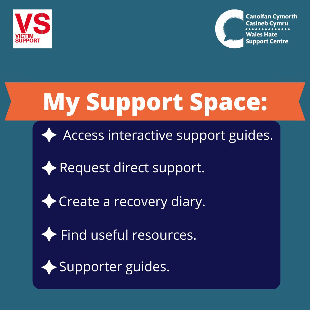 If you’re supporting somebody, professionally or personally, who has been impacted by crime, check out our supporter guides on My Support Space:

mysupportspace.org.uk

#MySupportSpace #No2Hate #HateHurtsWales