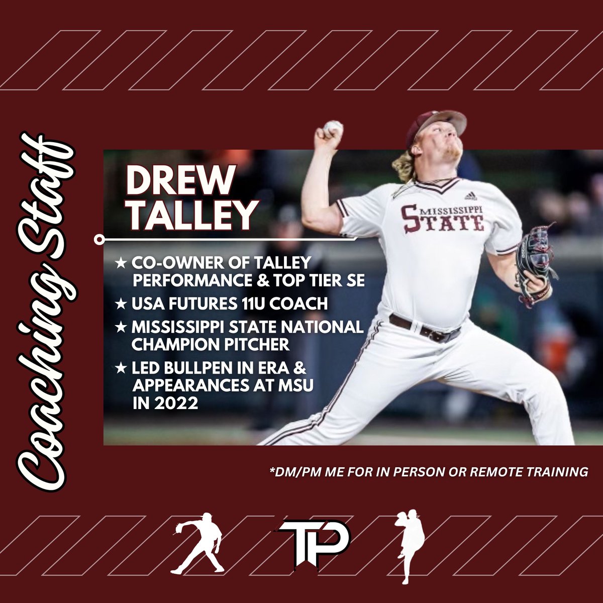 Is your son not seeing the in-season results he wants? Or maybe he’s performing well but ready to take it to the next level? Train with me—either in person or remotely—at Talley Performance! I’m bringing on a select few athletes. DM/PM me to get started! 💯🔥⚾️