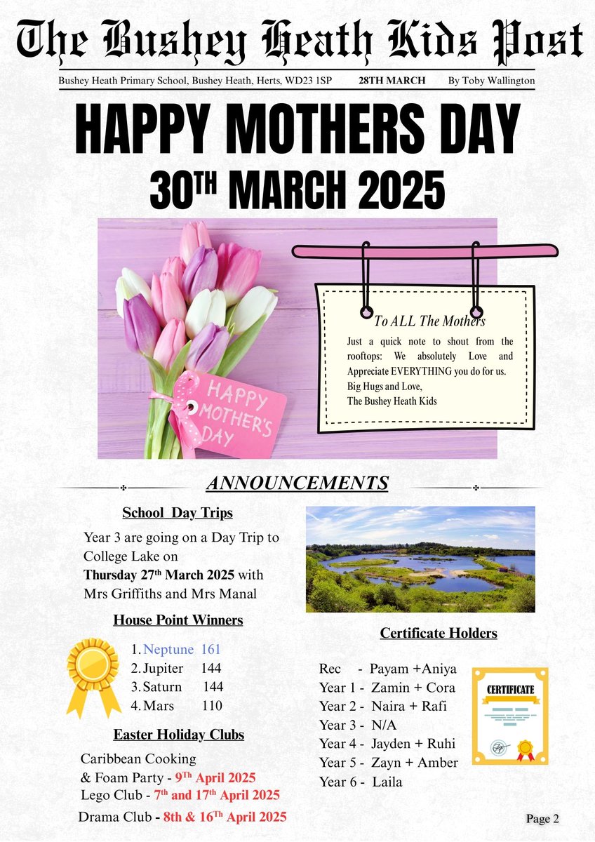 Bushey Heath Digital Hub (@digitalmediabh) on Twitter photo Bushey Heath Kids Newsletter - Look out for our weekly newspaper every Friday and stay up to date with all the fun things we get up to at school. Have a lovely weekend!! <a href="/busheyheathjm/">Bushey Heath Primary</a> <a href="/DigitalMediaBH/">Bushey Heath Digital Hub</a> #busheyheathkidsnews #digitalhub Bushey Heath Kids Newsletter - Look out for our weekly newspaper every Friday and stay up to date with all the fun things we get up to at school. Have a lovely weekend!! <a href="/busheyheathjm/">Bushey Heath Primary</a> <a href="/DigitalMediaBH/">Bushey Heath Digital Hub</a> #busheyheathkidsnews #digitalhub