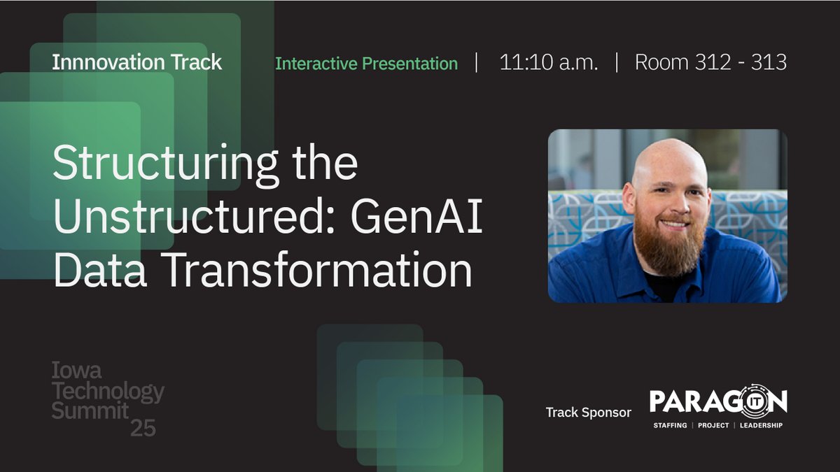 SourceAllies's tweet image. The #IowaTechnologySummit2025 is almost here and Source Allies is proud to be the lunch sponsor for this event.   Don’t miss our own Grey Lovelace on the Innovation Track presenting &quot;Structuring the Unstructured: GenAI Data Transformation.&quot; #UniteIowaTech