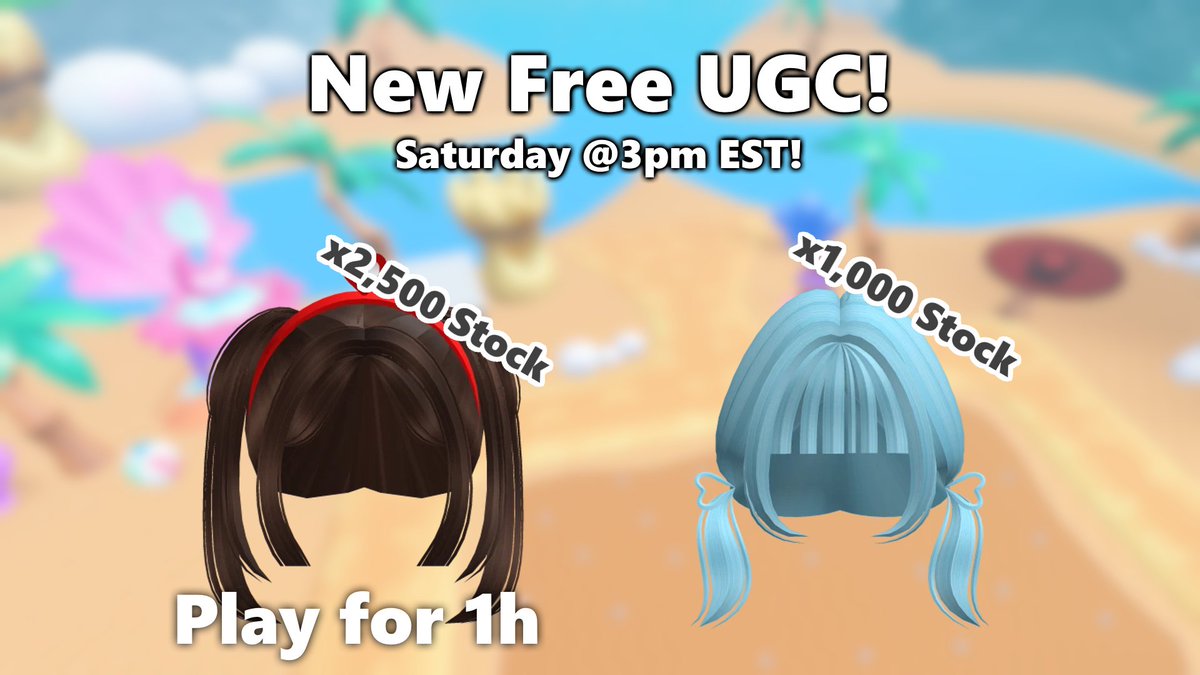 #Rainbocorns Free UGC Drop Saturday at 3pm EST!
- 🤎 Adorable Pigtails in Brown Heart Shaped Headband [2,500 Stock]
- 💙 Long Blue Bangs w/ Cute Short Heart Pigtails [1,000 Stock]
- 🎮 NEW MINIGAME! Located in Mamacorns will new rewards!

#RobloxDev #ROBLOX #RobloxUGC