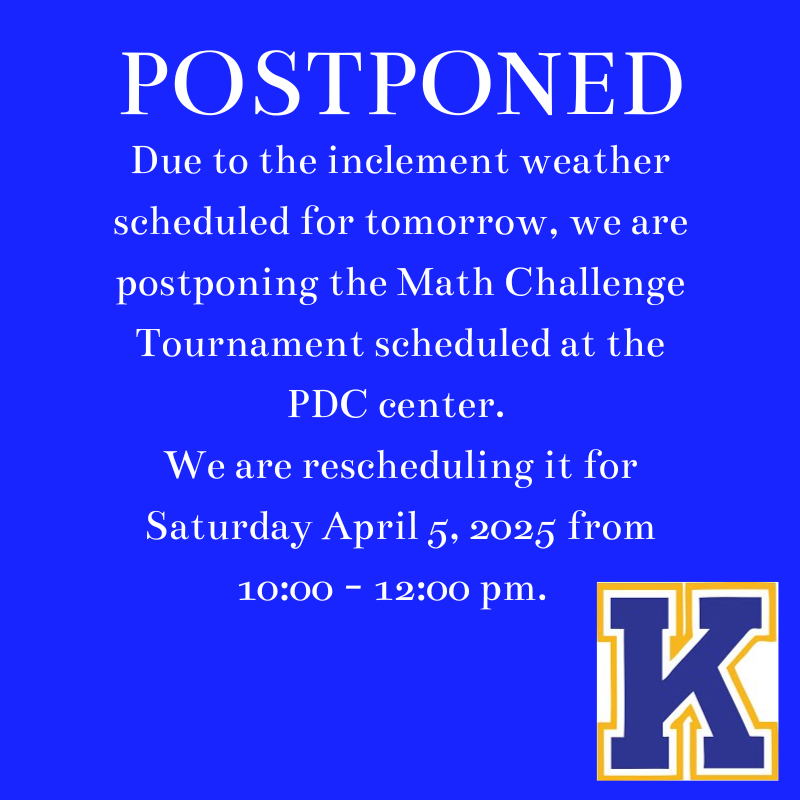 kearsarge65's tweet photo. The Math Challenge Tournament scheduled for tomorrow has been postponed due to the storm. https://t.co/LS2m9qhHfG