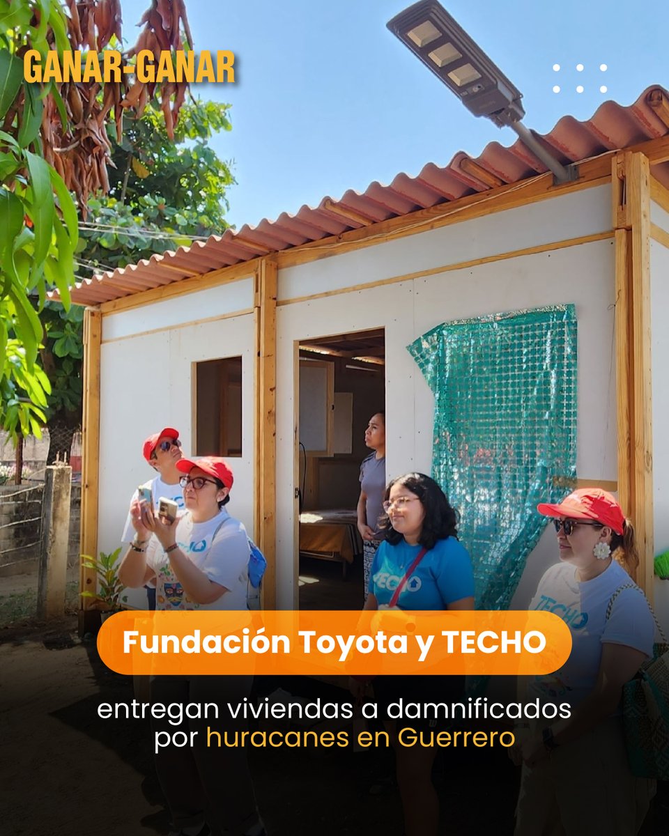 Fundación <a href="/ToyotaMex/">Toyota México</a>, en alianza con <a href="/TECHOmx/">TECHO México</a>, ha entregado siete viviendas a familias afectadas por los huracanes #Otis y #John en #Guerrero.

Conoce más: ganar-ganar.mx/2025/03/25/fun…