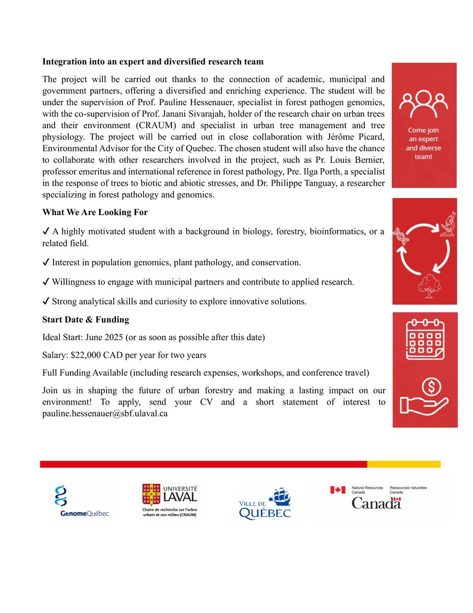 Chaire de recherche CRAUM (@chairecraum) on Twitter photo Offre de maîtrise sur les ormes d'Amérique ! 🌳🧬
Nous cherchons un(e) étudiant(e) pour ce projet financé par Génome Québec en collaboration avec <a href="/villequebec/">Ville de Québec</a>, <a href="/RNCan/">Ressources naturelles</a> et <a href="/ChaireCRAUM/">Chaire de recherche CRAUM</a> !
Toutes les informations ci-dessous (FR/EN)👇
<a href="/CEF_CFR/">CEF_CFR</a> <a href="/ffggulaval/">Foresterie, géographie et géomatique ULaval</a> Offre de maîtrise sur les ormes d'Amérique ! 🌳🧬
Nous cherchons un(e) étudiant(e) pour ce projet financé par Génome Québec en collaboration avec <a href="/villequebec/">Ville de Québec</a>, <a href="/RNCan/">Ressources naturelles</a> et <a href="/ChaireCRAUM/">Chaire de recherche CRAUM</a> !
Toutes les informations ci-dessous (FR/EN)👇
<a href="/CEF_CFR/">CEF_CFR</a> <a href="/ffggulaval/">Foresterie, géographie et géomatique ULaval</a>