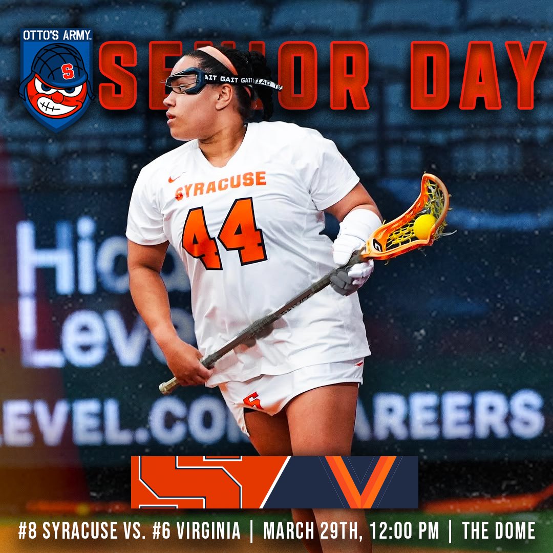 24 HOURS TO SENIOR DAY!!! 🔥🥍 Don’t miss <a href="/cusewlax/">Syracuse Women's Lacrosse</a> last home game of the year against Virginia this Saturday at noon, where we’ll also be celebrating our Seniors! 🍊 #defendourhouse