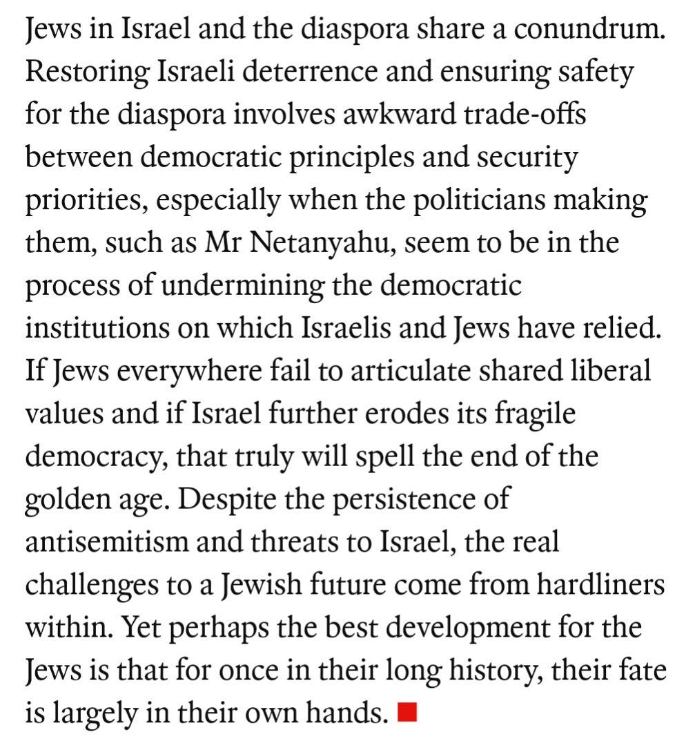 Anshel Pfeffer אנשיל פפר (@anshelpfeffer) on Twitter photo Since October 7 Jews have been asking themselves whether their “golden era” is over. I tried to address that question this week in <a href="/TheEconomist/">The Economist</a>
My answer is that it’s still up to them
economist.com/middle-east-an… Since October 7 Jews have been asking themselves whether their “golden era” is over. I tried to address that question this week in <a href="/TheEconomist/">The Economist</a>
My answer is that it’s still up to them
economist.com/middle-east-an…