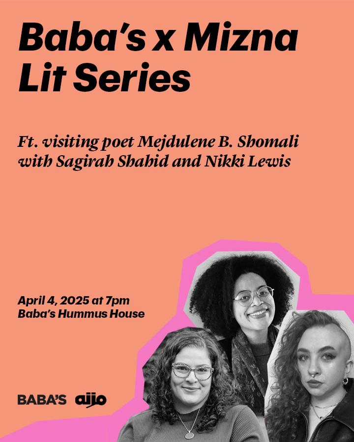 We're excited to have poet and Mizna Writing Collective member Nikki Lewis join the launch of our reading series this week!

Join us on April 4, 2025 at 7pm, Baba's Hummus House

More info: mizna.org/event/aahm-202…