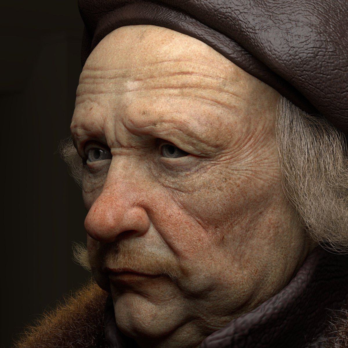 This is the asset that I am working on to get the likeness based in the self-portraits of Rembrandt #Digital3D #CharacterDesign #CharacterModeling #anthonyhopkins #portrait #characterstudy #anatomy #facestudy #sculpting #zbrush #photoshop #charactersculpting #characterlikeness