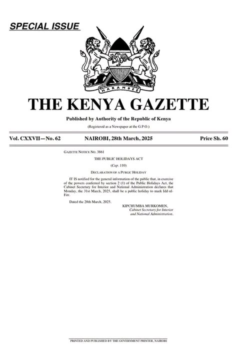 WabwileDouglas's tweet image. Interior CS Kipchumba Murkomen declares Monday, March 31, a Public Holiday to Mark Eid-ul-Fitr
#whatnew 
@khendofm_kenya