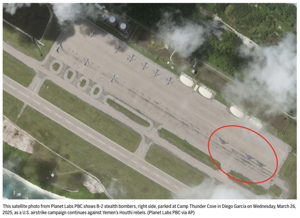 The US continues to deploy to the CENTCOM AOR. 

Left: USS Carl Vinson in Guam en route to the Red Sea, to make it two carrier strike groups in the region. 

Right: B-2 bombers in Diego Garcia. 

Ostensibly for the airstrike campaign against the Houthis, but a useful show of