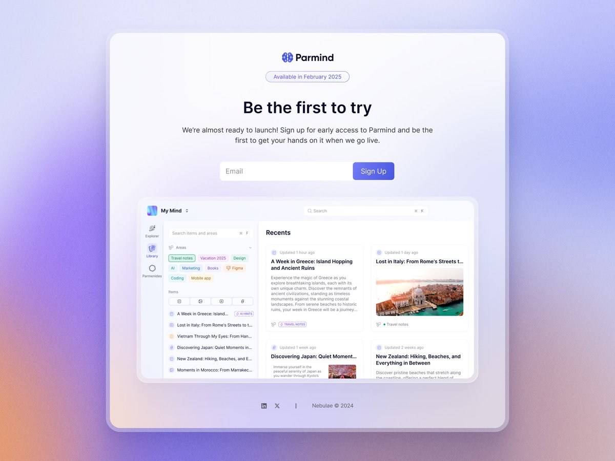SashaProkhorova's tweet photo. A well-crafted waitlist can do more than collect emails — it sets the tone for your product. Here's one I designed for https://t.co/RF2jRDaOpT — but that’s a history now, because we’ve launched 🔥 https://t.co/xctQkzOJR3