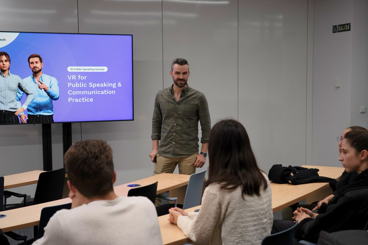 We had a great time speaking at VR &amp; AI: The Future of Public Speaking with the <a href="/IEbusiness/">iebusiness</a>  Public Speaking Club! 🎤🚀It was inspiring to see students eager to refine their skills and explore how AI and VR can transform public speaking