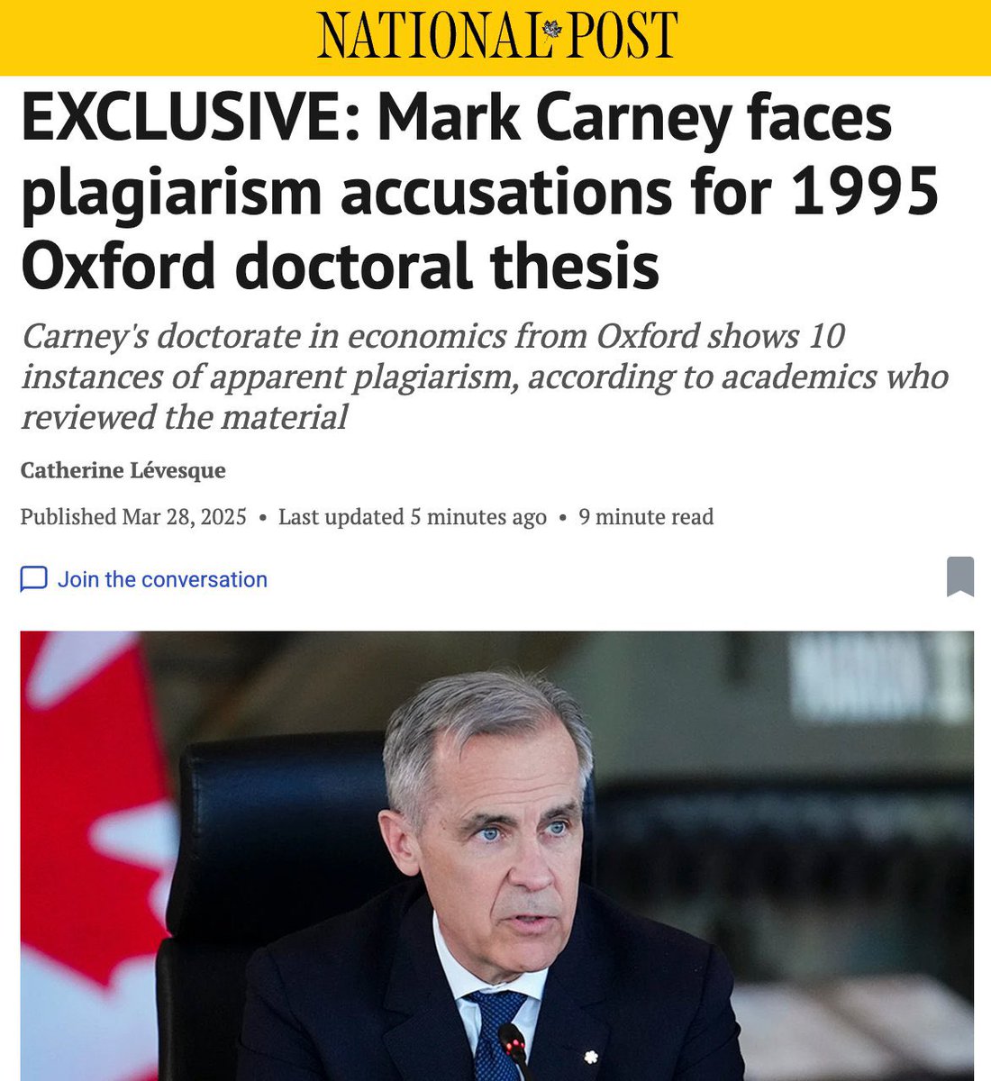 Chaque jour on apprend à connaître Mark Carney. Après les paradis fiscaux, des révélations de plagiat pour sa thèse universitaire
nationalpost.com/news/mark-carn…