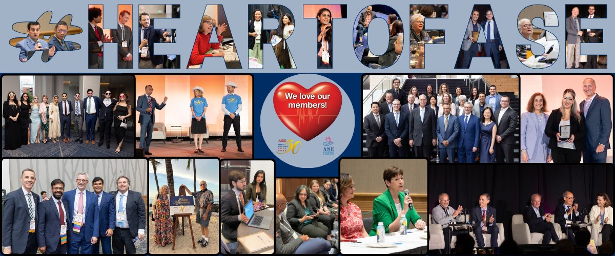 ASE is the largest global organization open to all those interested in #CVUltrasound. ASE members offer their exceptional skill and expertise to positively impact the field and patients. Celebrate our #ASE50th with us! bit.ly/4eNdzfM

#HeartofASE #ASEMemberDay