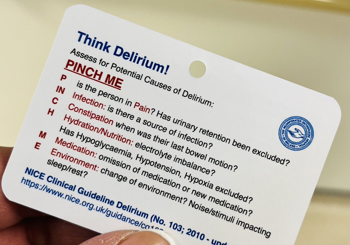 IOHClontarf's tweet image. Launching a Delirium Recognition Assessment Too for all staff to wear on their lanyard. It’s so important to raise awareness about delirium and its impact on patients, families and healthcare system . #WorldDeliriumAwarenessDay  #ThinkDelirium