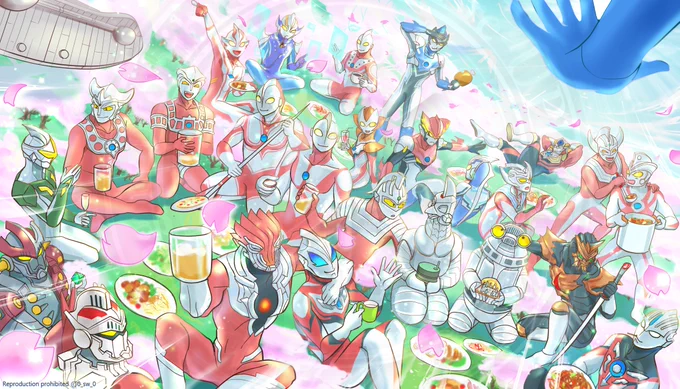 桜が咲き始めたので、過去絵ですが花見をば 