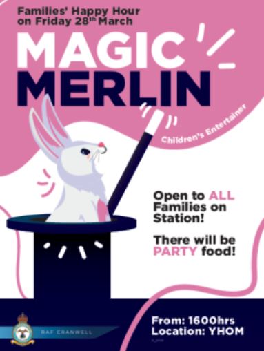 Families Happy Hour today
Magic Merlin
Open to all Families on Station
