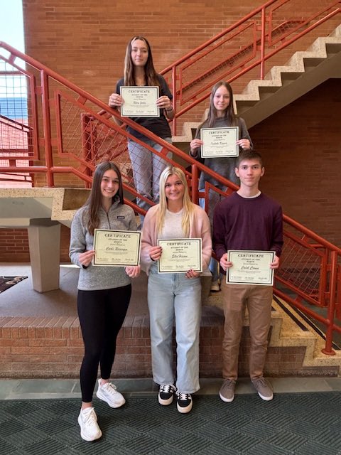 Congratulations to our Rotary Students of the Month for March: Carli, Ella, Caleb, Isabelle, &amp; Riley 💚🧡🩶