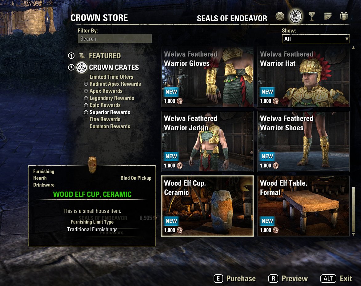 MaiqTehLiar's tweet image. Please friends, this one knows you will all rush to buy Crown Crates in the hopes of snagging Wood Elf Cup, Ceramic, but please save your hard earned monies, this one can craft as many as you want and for only one sweetroll each! #ElderScrollsOnline