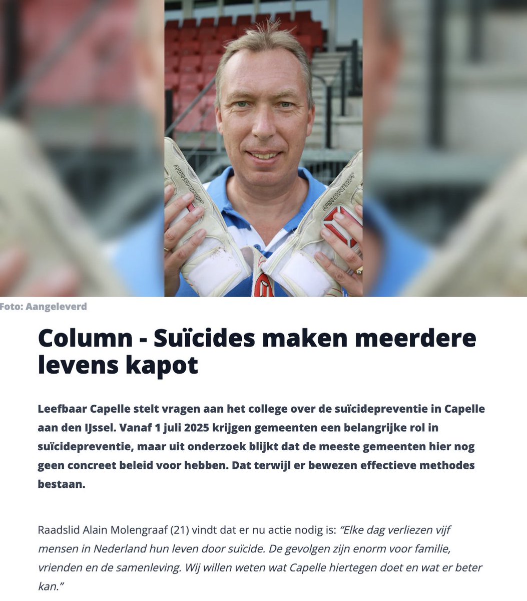 "Suïcides maken meerdere levens kapot"

Mooie column van Cor Hulsbus in Het Kontakt deze week. Te lezen via:

capelle.ijsselenlekstreek.nl/nieuws/nieuws/…