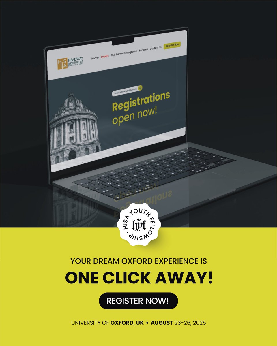 🌟 Your Dream Oxford Experience is Just One Click Away! 🌟

📅 Dates: August 23-26, 2025
📍 Location: Oxford, UK

💡 What’s in it for you?
✅ Fully Funded Opportunity
✅ Global Networking &amp; Leadership Training

🔗 headwayinstitute.org/hisa-youth-fel…

#HYF2025 #OxfordExperience #HISAYouth