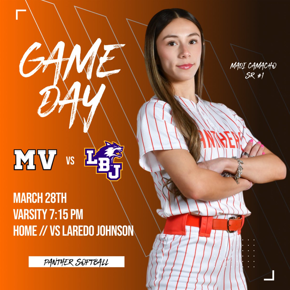 IT’S GAME DAY‼️🥎

📆March 28th
🏠Home
⏰Varsity 7:15PM
🆚 Laredo LBJ