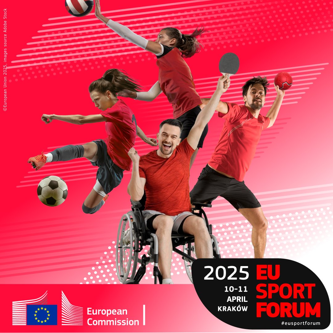Want sports to be more inclusive, innovative, and supportive?💪✨

Join us LIVE🔴 from Kraków🇵🇱 at the EU Sport Forum on April 10-11—where Olympic committees, federations, grassroots groups &amp; athletes will advance the debate to make real progress.

More: sport.ec.europa.eu/event/eu-sport…